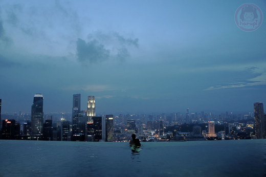 Marina Bay Sands hotel - night view at Skypool