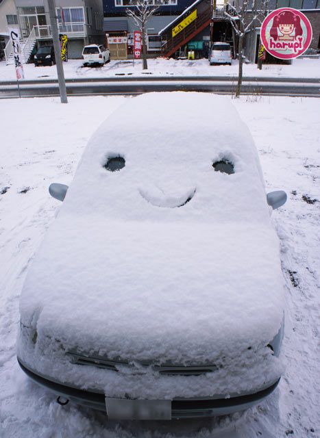 My smiley snow car