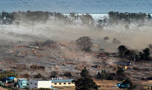 Houses swept by tsunami in Natori, Miyagi Prefecture
