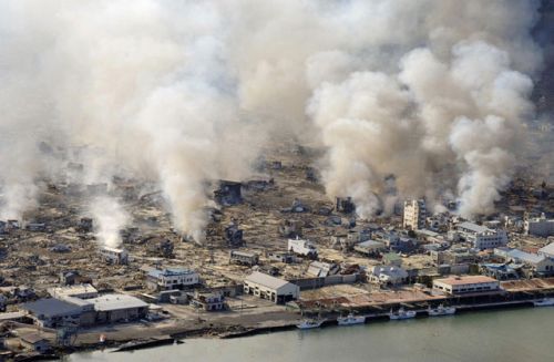 Damaged town of Yamada, Iwate Prefecture from a tsunami hit