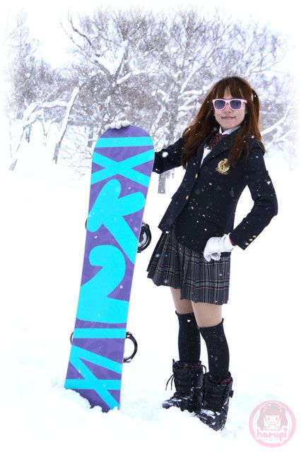 School girl Haruka with K2 snowboard