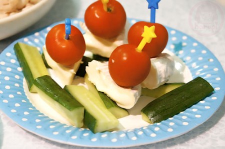 Yuto 1st Birthday - mini tomato, camembert cheese, cucumber 