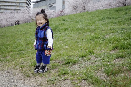 Sakura along Tamagawa riverside 多摩川の河原でお花見