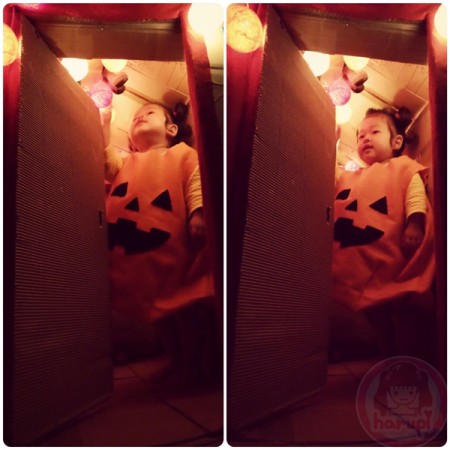 Halloween - Little-big-boss inside his cardboard house