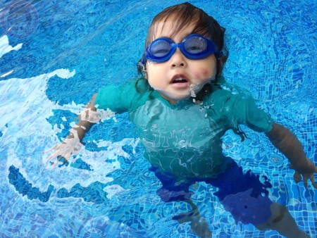 Little-big-boss swimming!