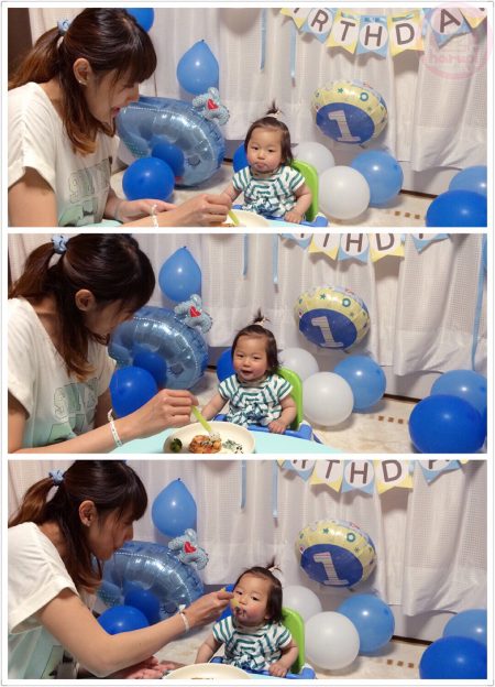 Eating the birthday 'the hungry caterpillar' plate~!